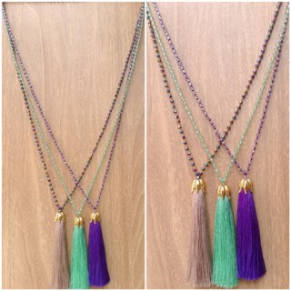 balinese tassels necklace beads mix glass golden caps free shipping